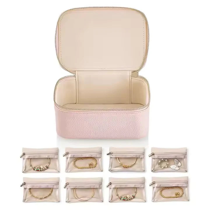 منظم مجوهرات فاخر مع حقائب صغيرة شفافة✨