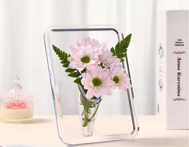 مزهرية أكريليك بشكل كتاب – تصميم عصري بإطار شفاف معلّق