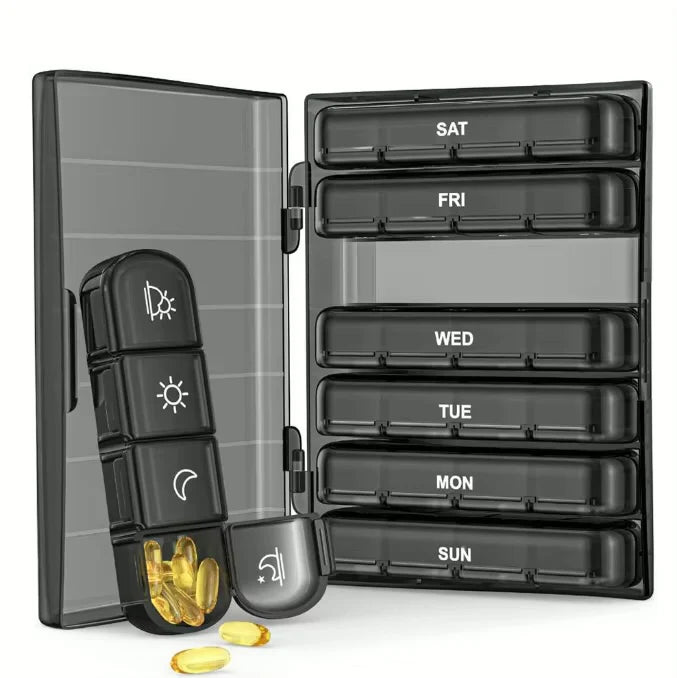 منظم الحبوب الأسبوعي صباحًا/مساءً (AM/PM)