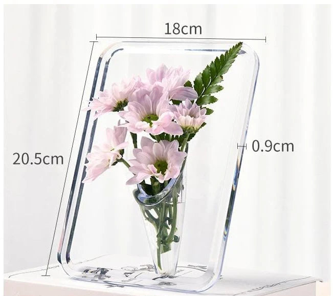 مزهرية أكريليك بشكل كتاب – تصميم عصري بإطار شفاف معلّق