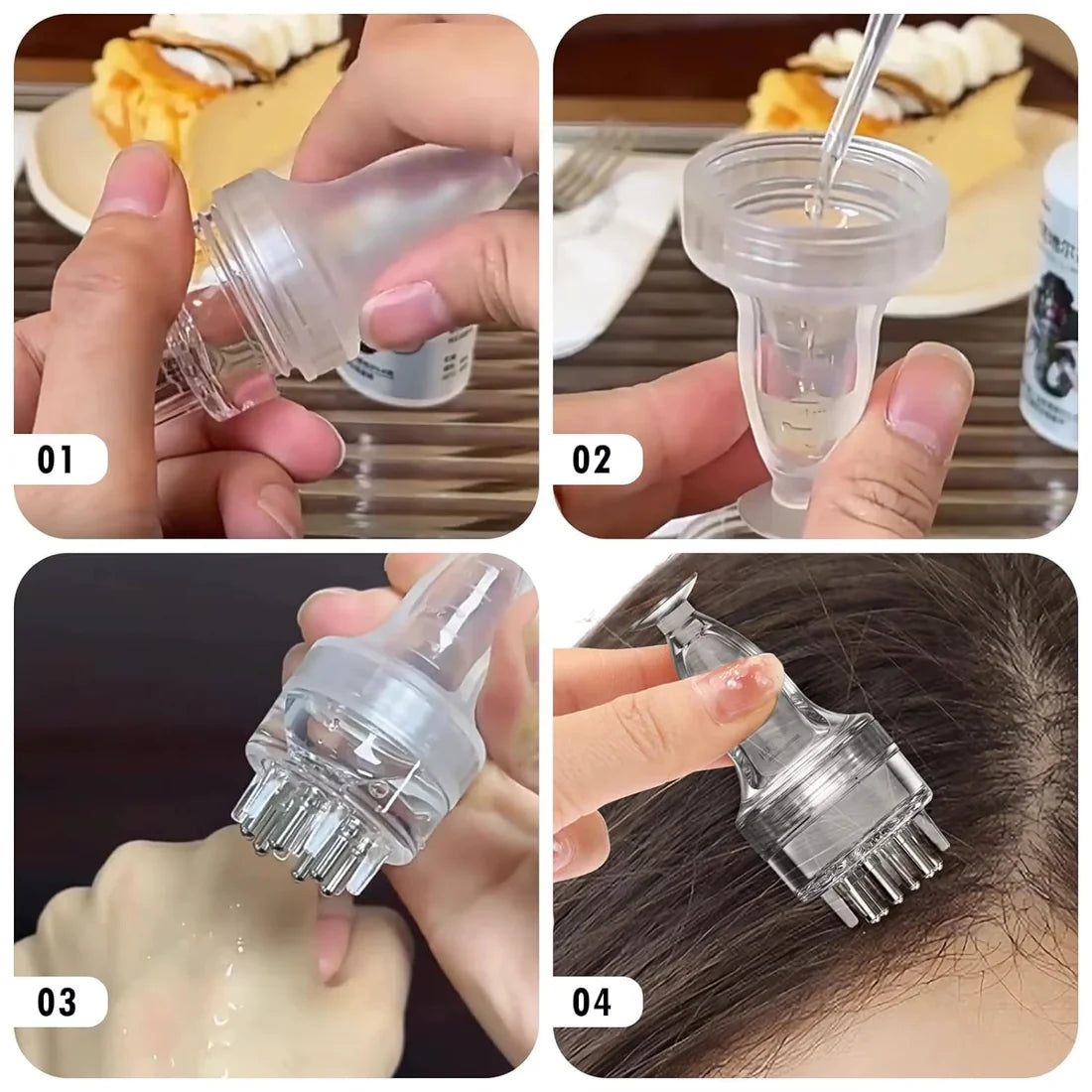 مشط تدليك فروة الرأس بالزيت – أداة للعناية بالشعر ودعم نموّه
